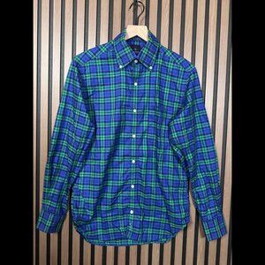 Tailorbyrd Shirt Small Mens Green Long Sleeve Casual Plaid 2 Ply Yarn Button